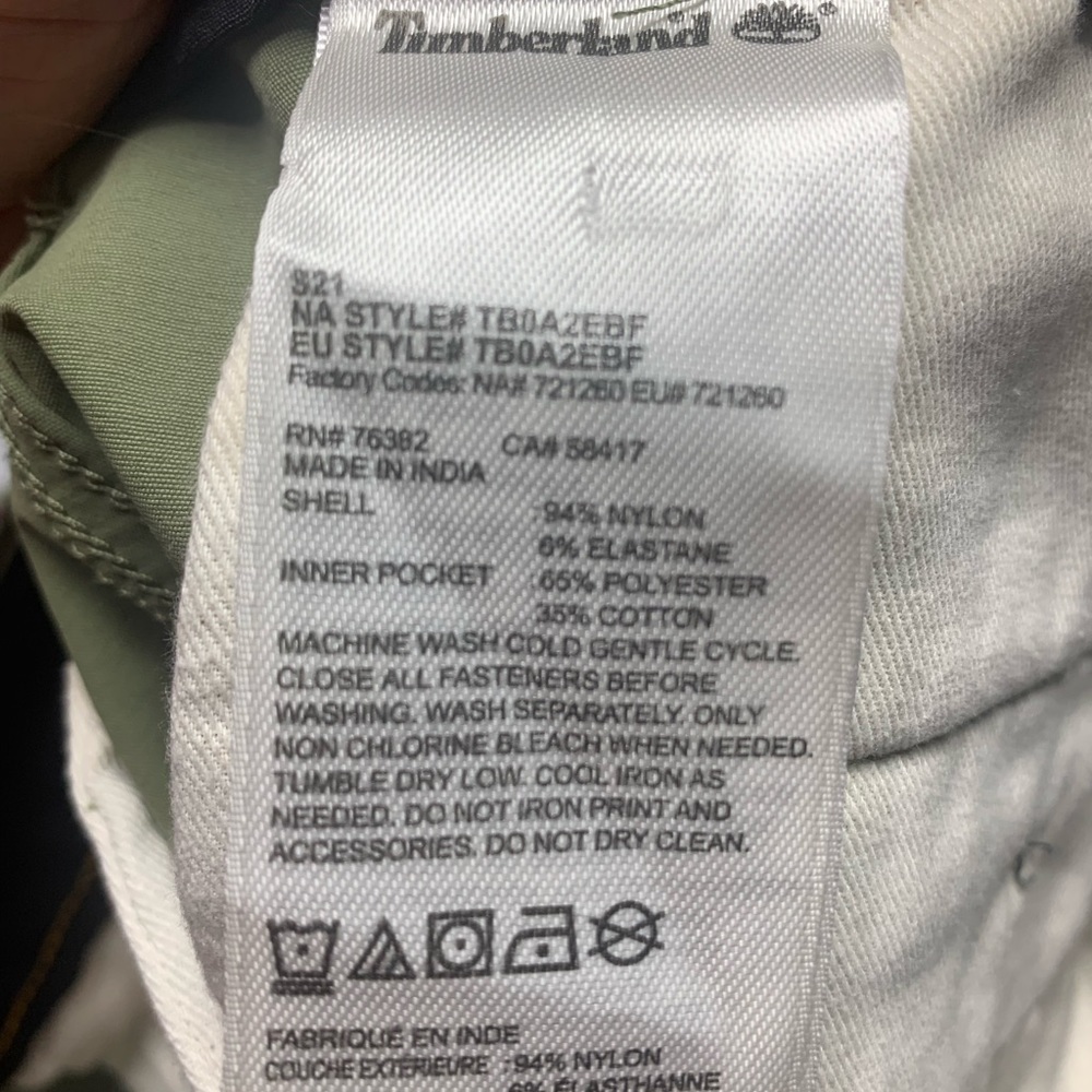 Timberland Men's Flat Front 11" Inseam Chino Cargo Hiking Short green size 35 - Picture 8 of 11